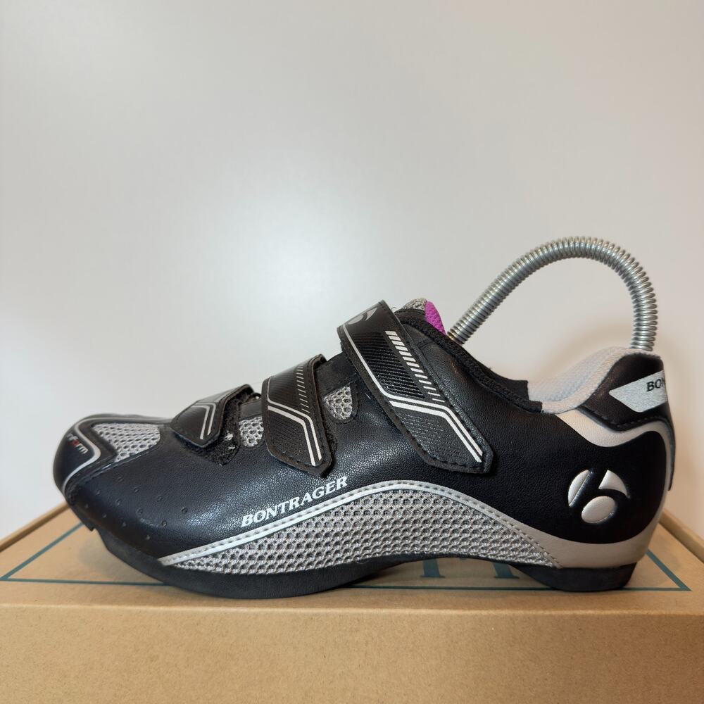 Womens 7.5 Bontrager Solstice Size MTB Cycling Shoes Black Grey Bike 2 Bolt